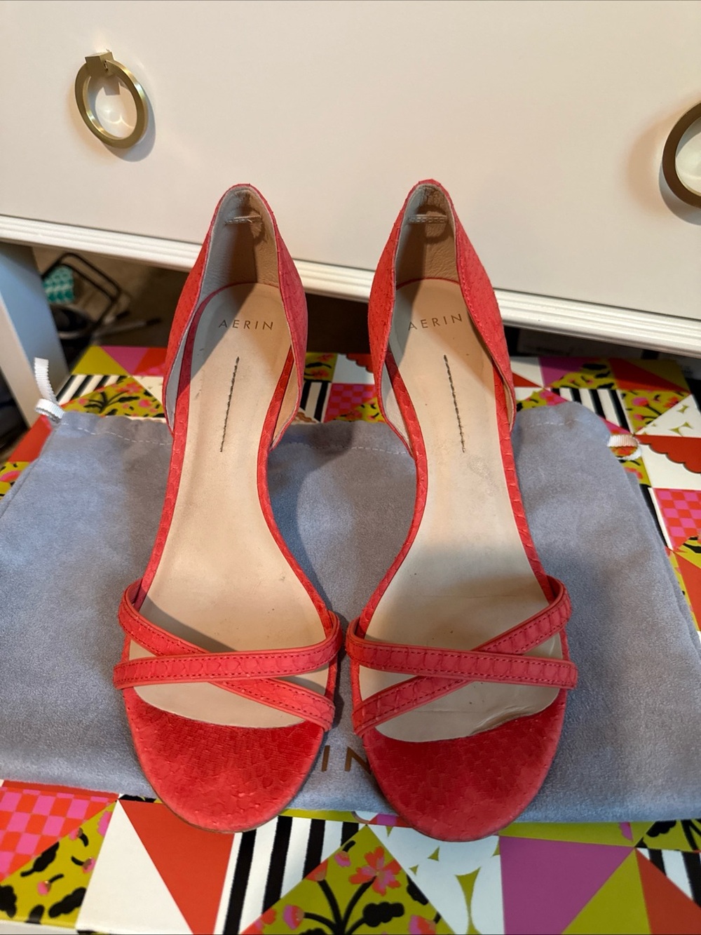 AERIN Coral Cocobay Suede Open-Toe D'Orsay Heel - Women's